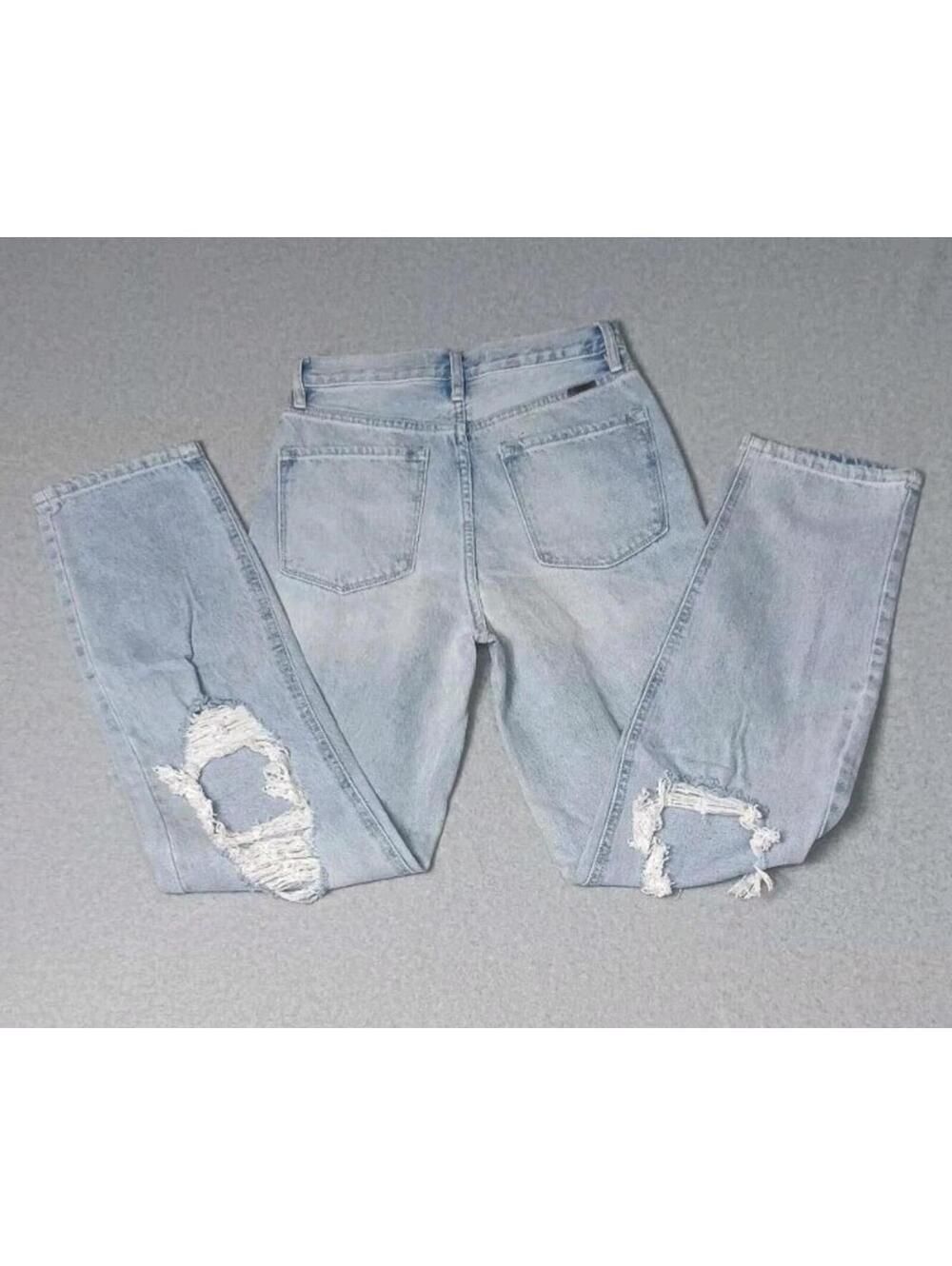 NWT! Kancan Distressed Jeans Womens Size 5/26 Light Blue 5 Pocket - Picture 8 of 13
